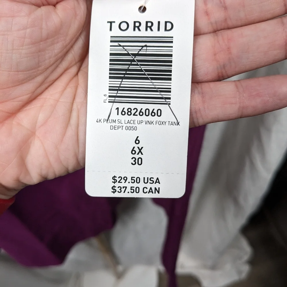 Torrid NWT Lace Up Tank Sz 5